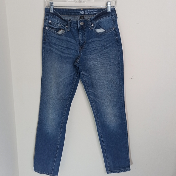 GAP Denim - Gap Women Jeans Size 4/27r Blue Light Wash Skinny Roll Up
